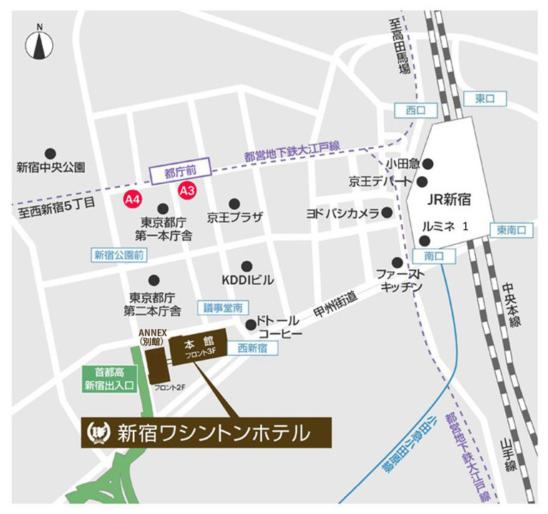 新宿ワシントンホテル本館map